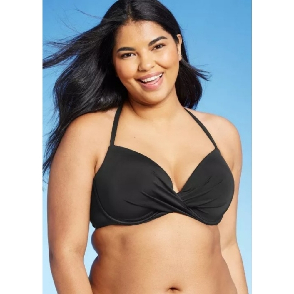 Shade & Shore Twist front Bikini top black
